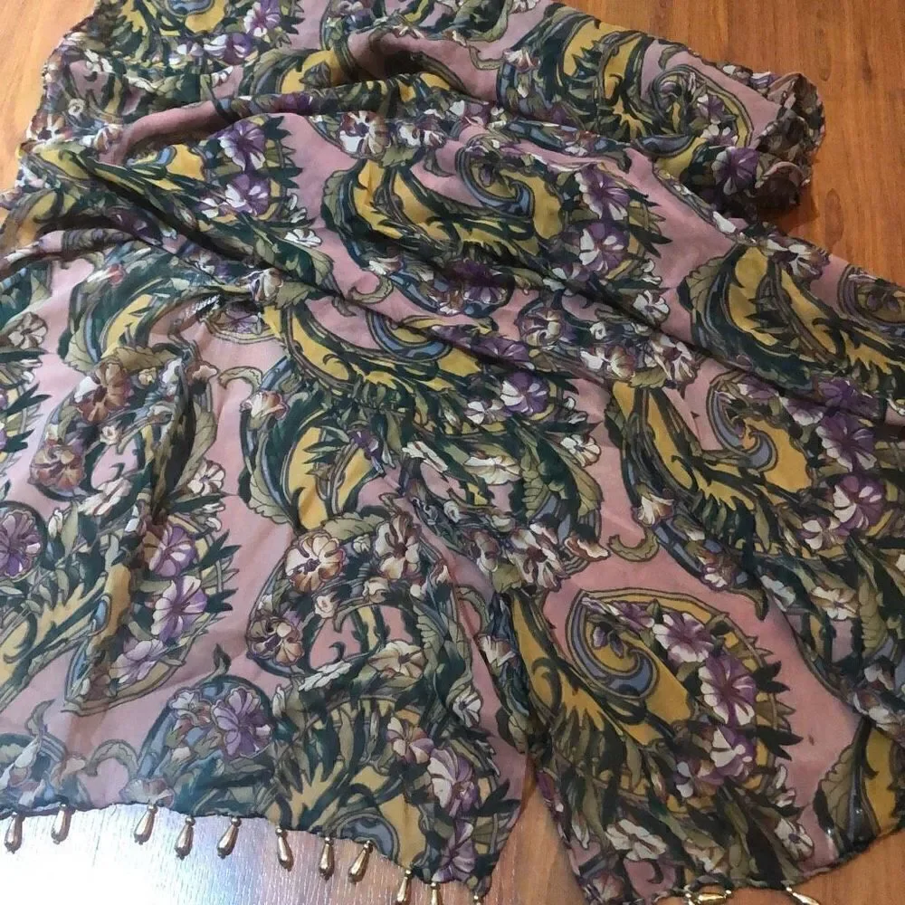 Museum of fine art Boston hundred percent silk scarf, mauve, floral pattern